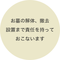 お墓の解体、撤去、設置まで責任を持っておこないます。